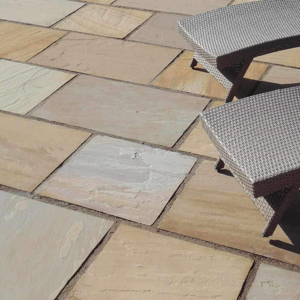 Camel Dust Natural Sandstone 22mm Mixed Size Paving